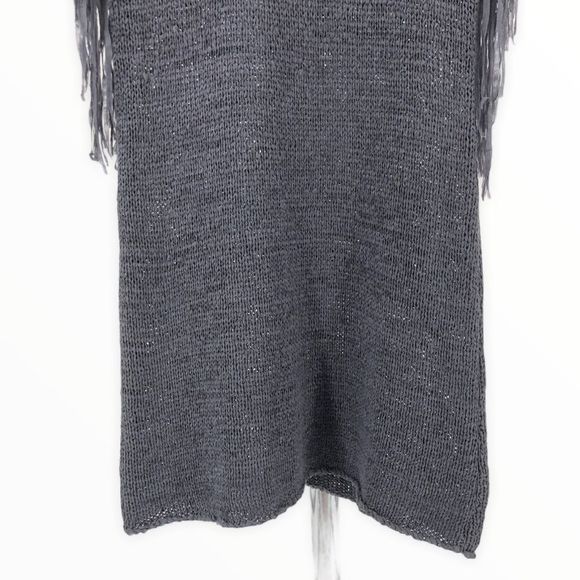 Miilla Grey Knit Fringe Sleeve Cover Up Mini Dress - Picture 6 of 11
